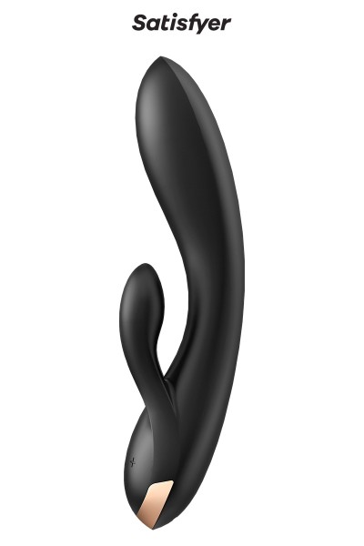 Vibro Rabbit connecté Double Flex noir - Satisfyer