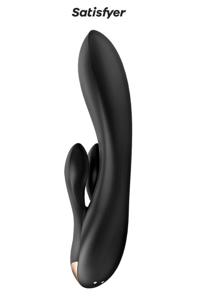 Vibro Rabbit connecté Double Flex noir - Satisfyer