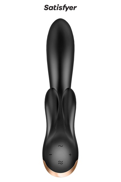 Vibro Rabbit connecté Double Flex noir - Satisfyer