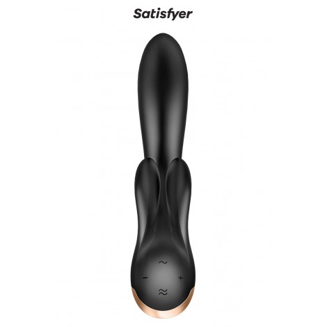 Vibro Rabbit connecté Double Flex noir - Satisfyer