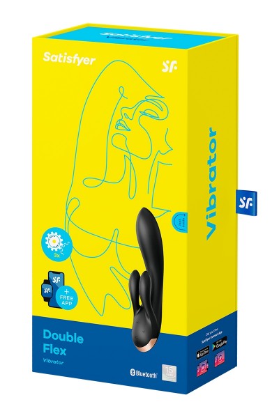 Vibro Rabbit connecté Double Flex noir - Satisfyer