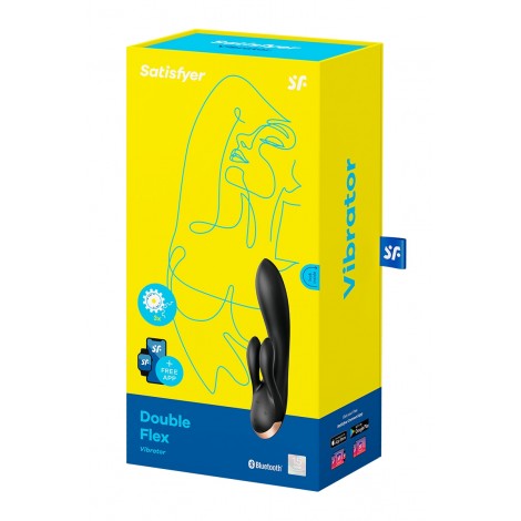 Vibro Rabbit connecté Double Flex noir - Satisfyer