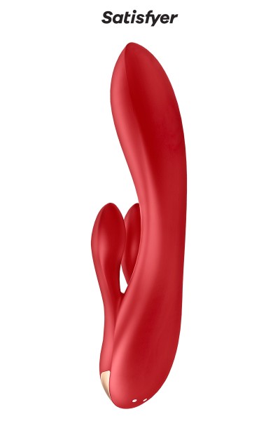 Vibro Rabbit connecté Double Flex rouge - Satisfyer