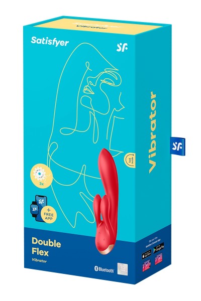 Vibro Rabbit connecté Double Flex rouge - Satisfyer