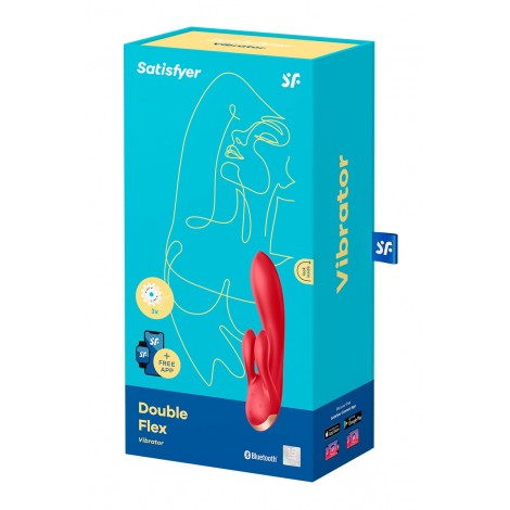 Vibro Rabbit connecté Double Flex rouge - Satisfyer