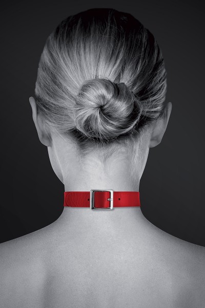 Collier Fetish rouge avec anneau - Bijoux Pour Toi