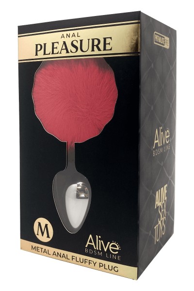 Plug métal Fluffy M rouge - Alive