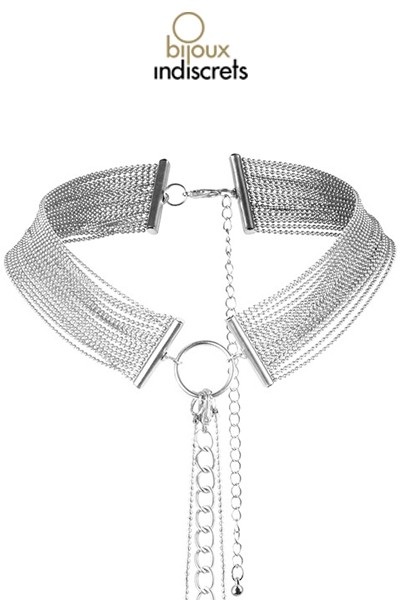 Collier en chainettes métalliques argentées