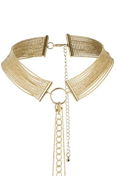 Collier en chainettes métalliques dorées