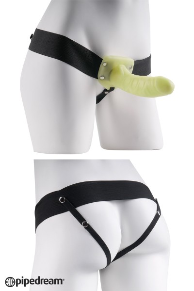 Gode-ceinture creux phosphorescent  15 cm