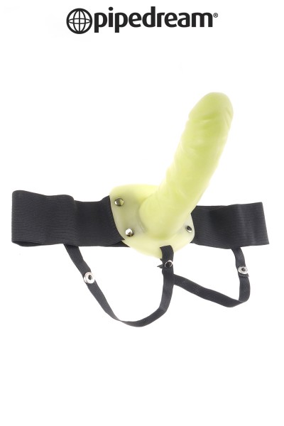 Gode-ceinture creux phosphorescent  15 cm