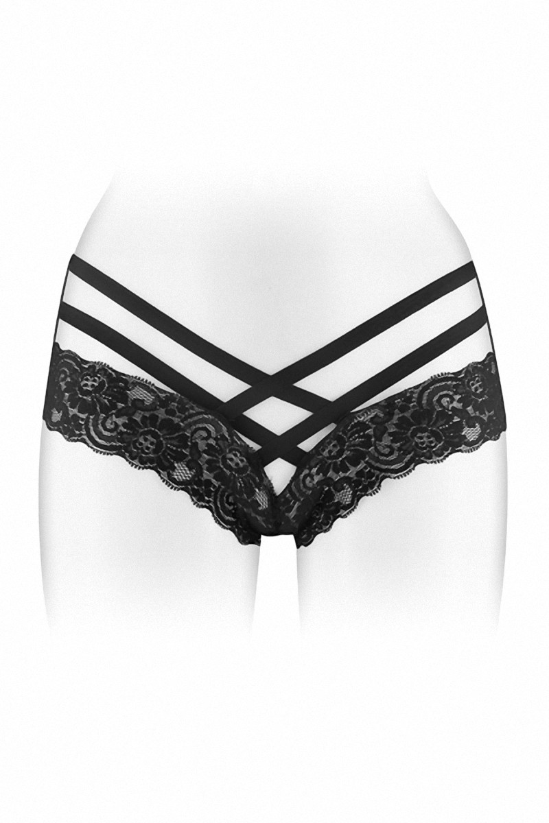 Tanga ouvert Anne - noir