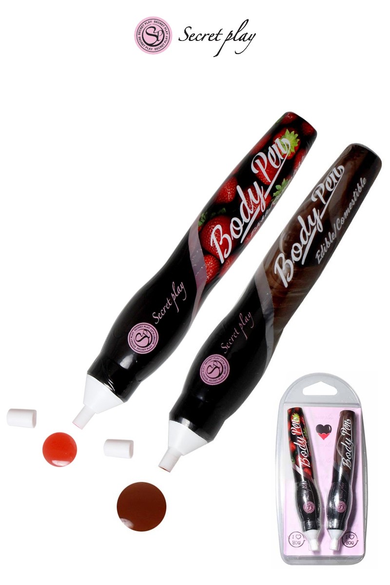 2 stylos comestibles Fraise et Chocolat