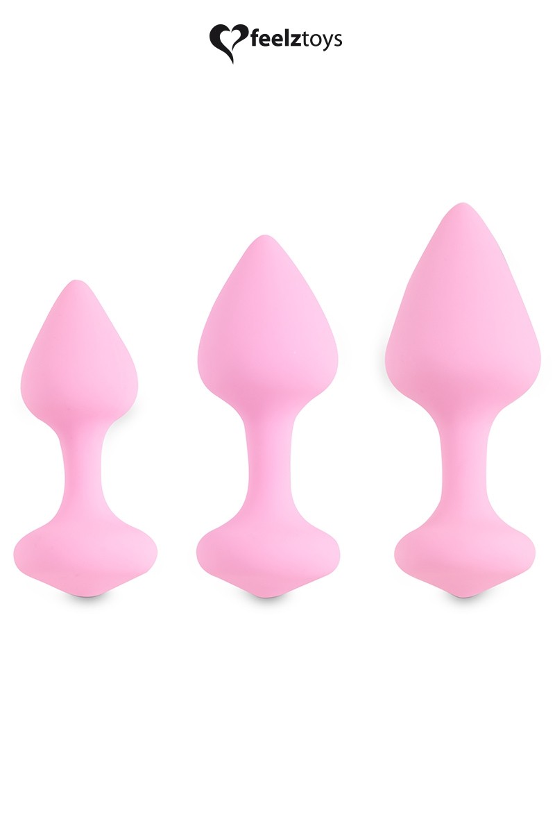 Coffret 3 plugs anal Bibi - rose