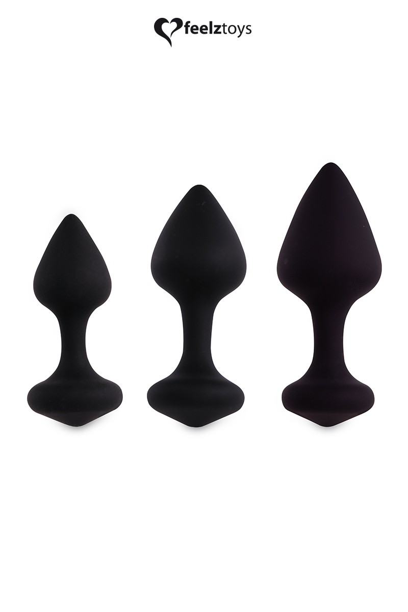 Coffret 3 plugs anal Bibi - noir