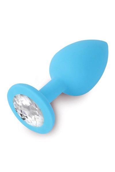 Plug silicone bleu avec bijou