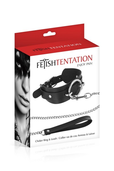 Collier avec anneau & laisse - Fetish Tentation