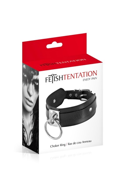 Collier BDSM large avec anneau - Fetish Tentation