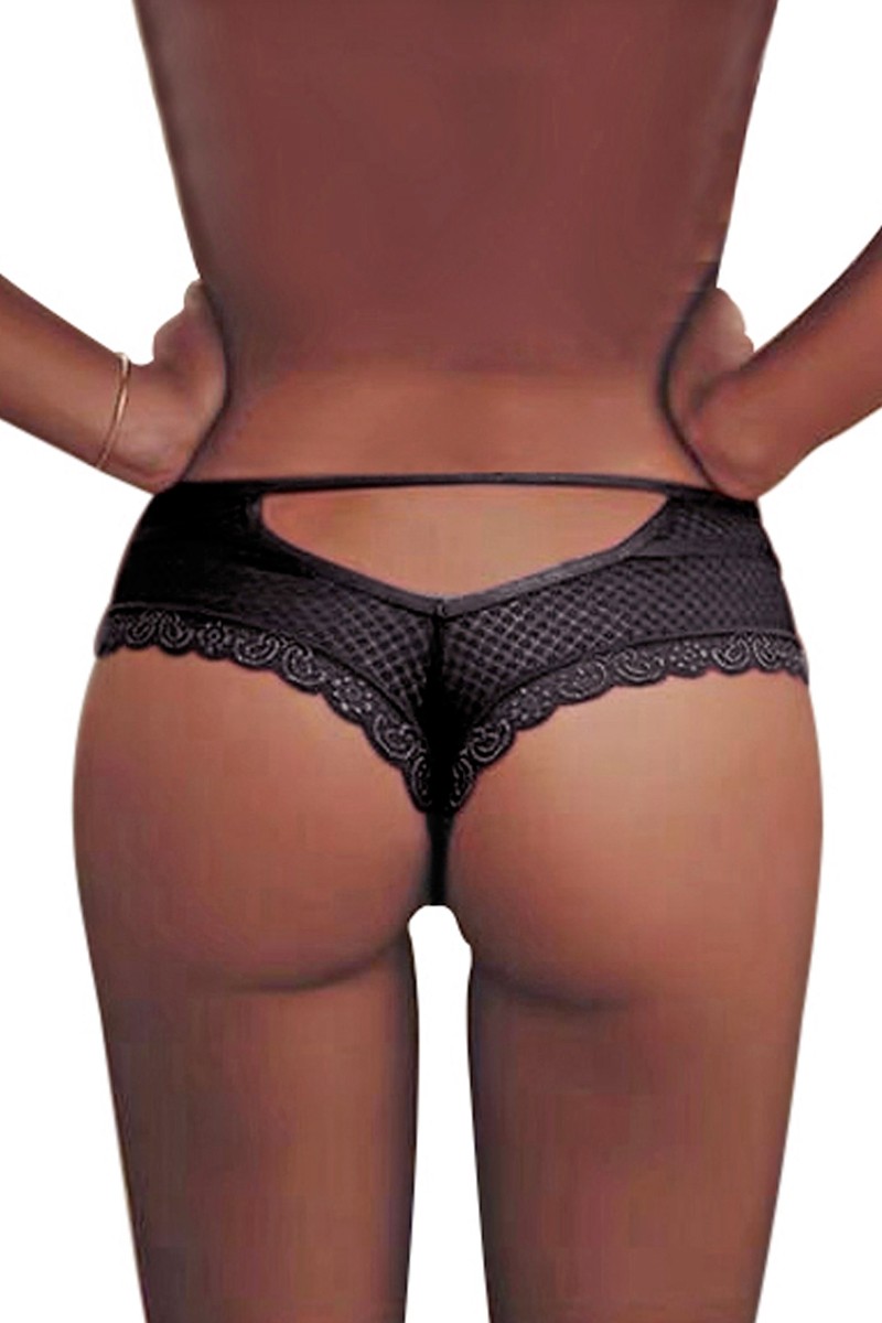 Tanga noir dentelle - Paris Hollywood