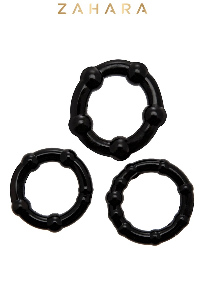 Set 3 Cockrings noir - Zahara