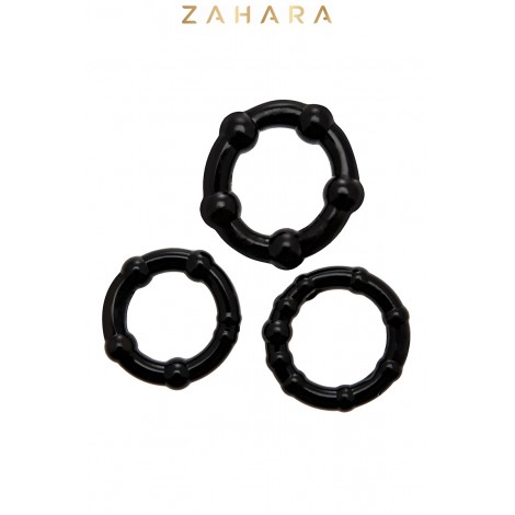 Set 3 Cockrings noir - Zahara