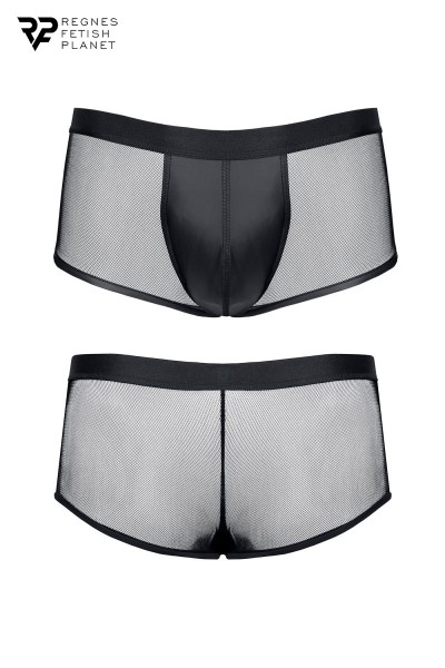 Boxer noir wetlook et mesh - Regnes