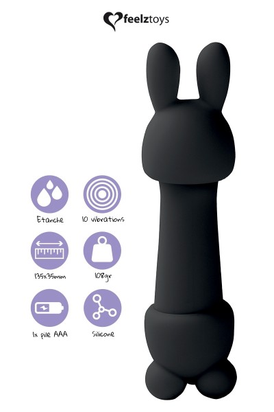 Mini vibromasseur Mister Bunny noir - Feelztoys