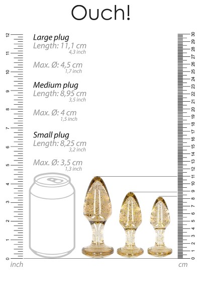 Set 3 plugs pailletés dorés en acrylique - Ouch!