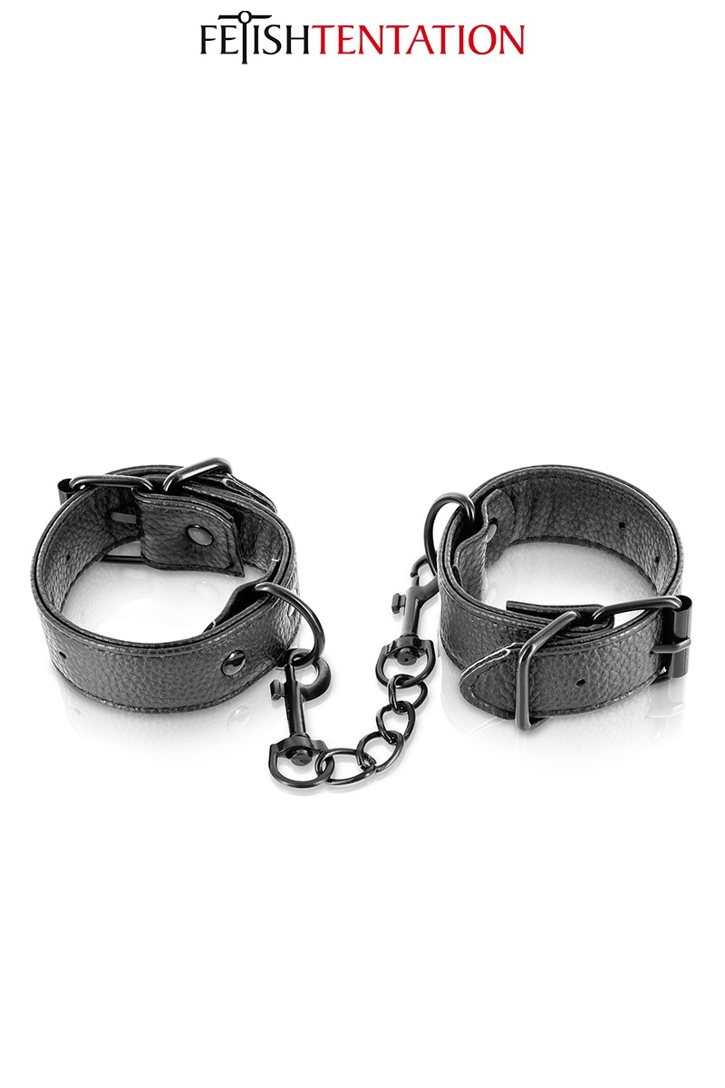 Menottes simili cuir ajustables - Fetish Tentation