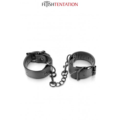 Menottes simili cuir ajustables - Fetish Tentation