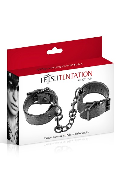 Menottes simili cuir ajustables - Fetish Tentation