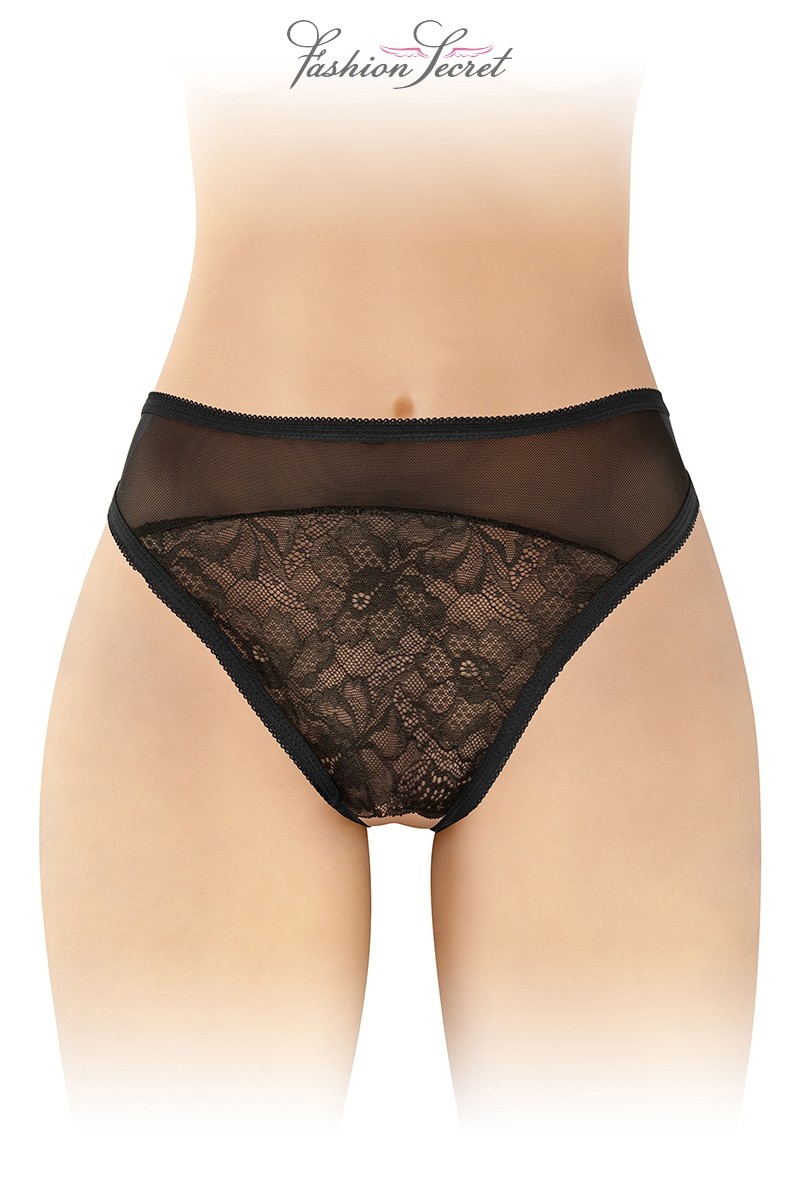 Tanga noir ouvert Ava - Fashion Secret