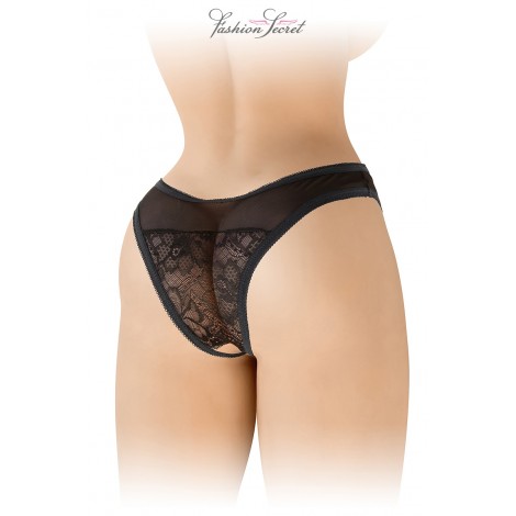 Tanga noir ouvert Ava - Fashion Secret