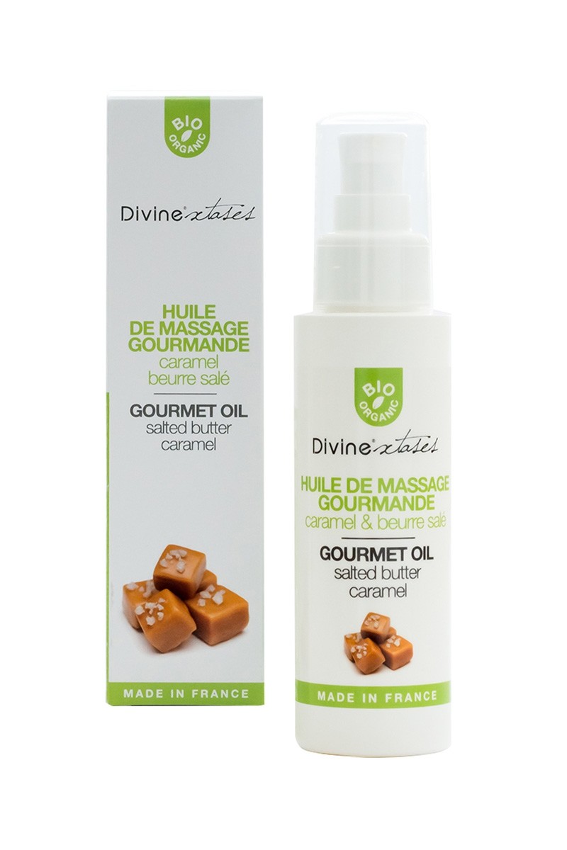 Huile de massage gourmande BIO Caramel - Divinextases