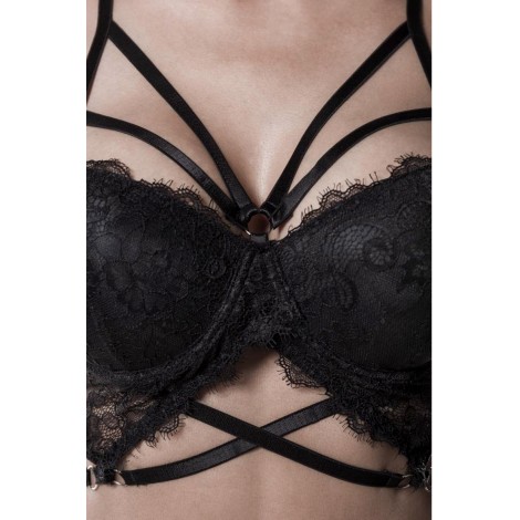 Ensemble lingerie dentelle harnais 3 pièces - Grey Velvet