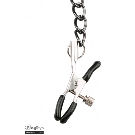 Collier cuir avec chaînes de seins - Easytoys Fetish Collection