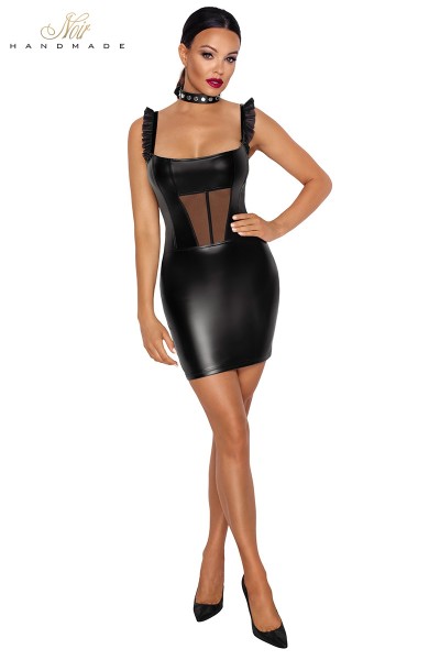 Robe courte wetlook et tulle F257