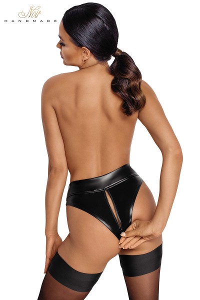 Culotte tanga zipée en wetlook F260