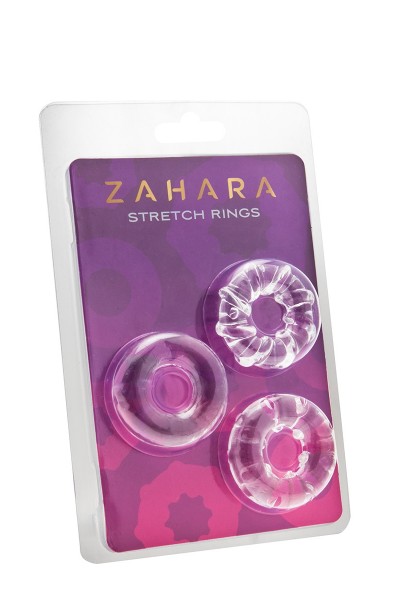 3 Cockrings Strech Rings Clear - Zahara