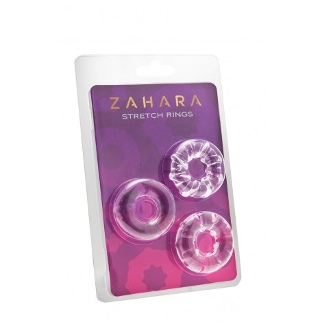 3 Cockrings Strech Rings Clear - Zahara